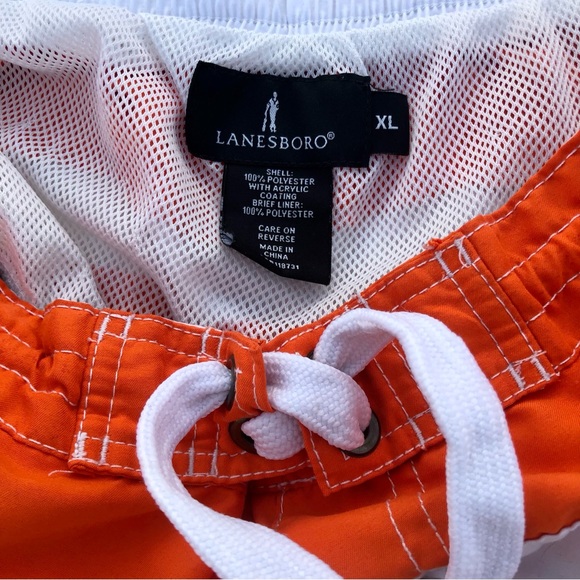 LANESBORO Swim Trunks Orange White Sz. Extra Large - Picture 2 of 7